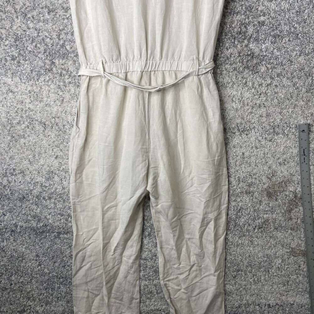 YFB Jumpsuit Womens Small Linen Blend Sleeveless Utility Drawstring Pockets - Picture 6 of 7